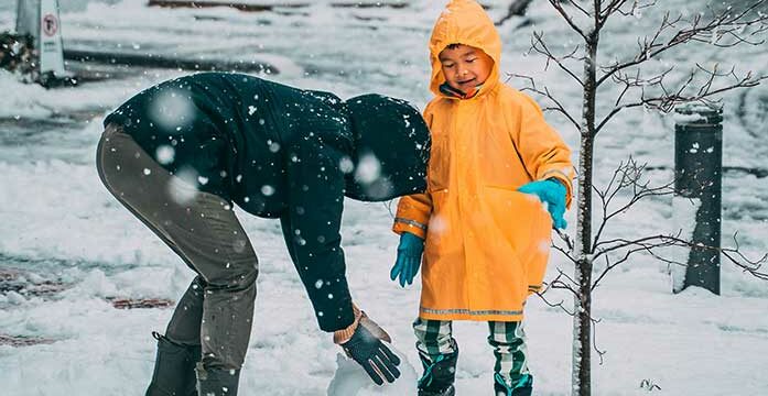 snow playing outdoors kids children family parent winter weather Since we’ve no place to go, let it snow, let it snow, let it snow