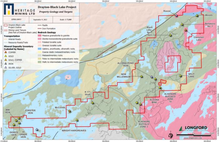Heritage Mining Ltd. Provides Field Program Update and Completes Airborne Geophysical Survey at its Flagship Drayton-Black Lake Property
